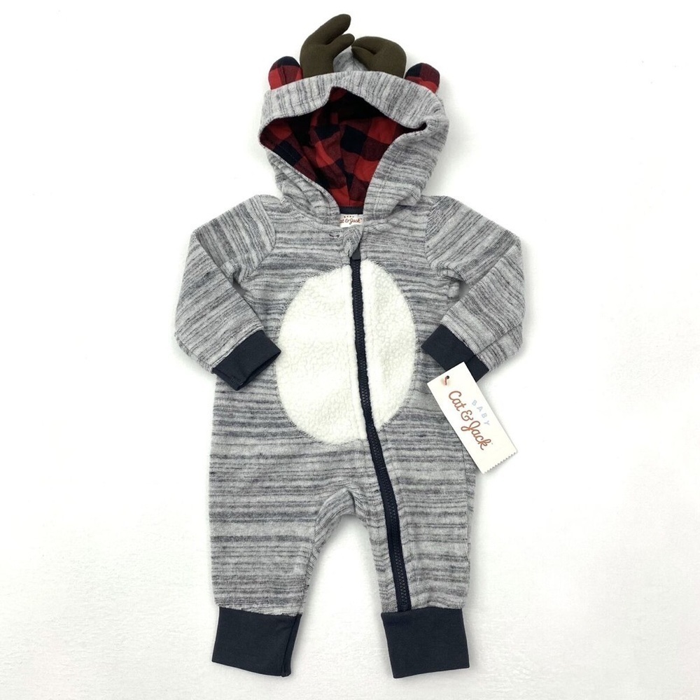 NWT cat & jack new born baby reindeer onesie